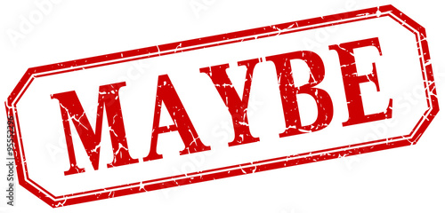 maybe square red grunge vintage isolated label