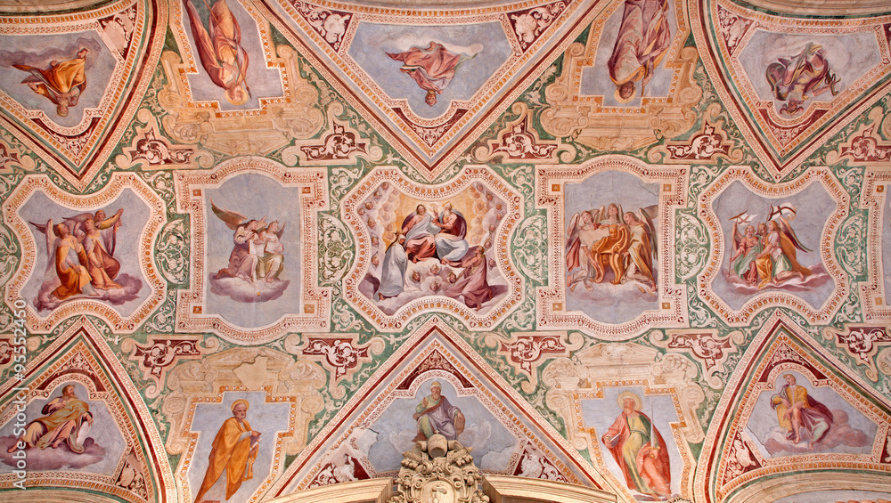 Rome - The ceiling fresco of vestibule in Basilica di San Giovan