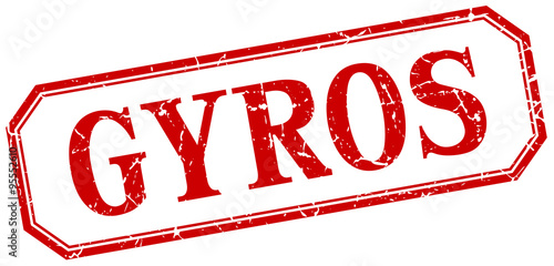 gyros square red grunge vintage isolated label