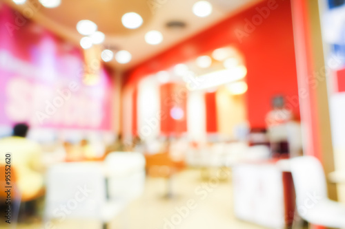 Blurred image of people shop at food center to buy something eat