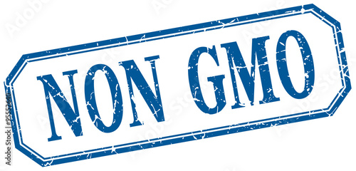 non gmo square blue grunge vintage isolated label