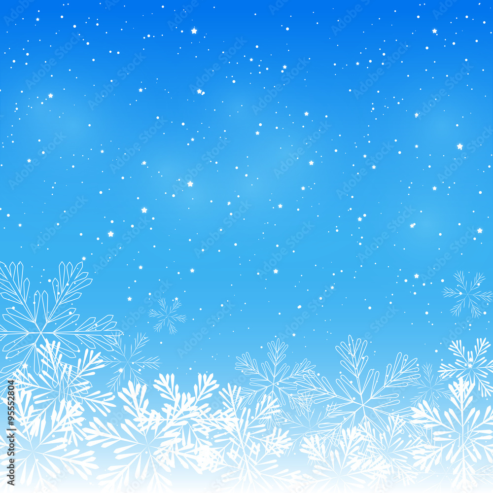 Christmas snowflakes on blue background 