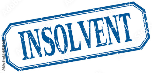 insolvent square blue grunge vintage isolated label