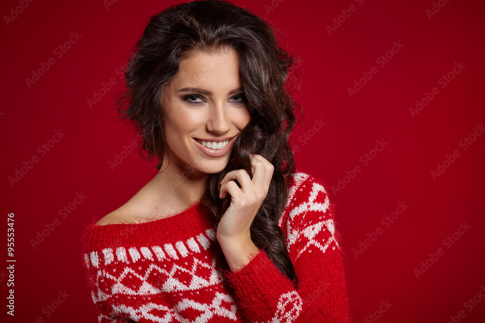 Fototapeta premium Beauty woman face close up portrait. Female young model.