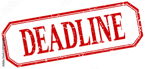 deadline square red grunge vintage isolated label