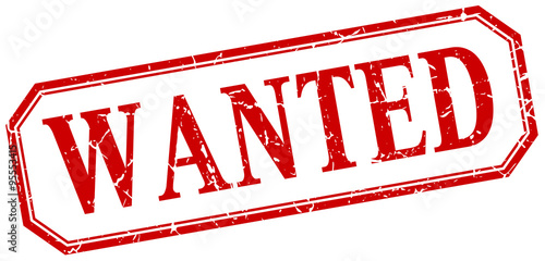 wanted square red grunge vintage isolated label