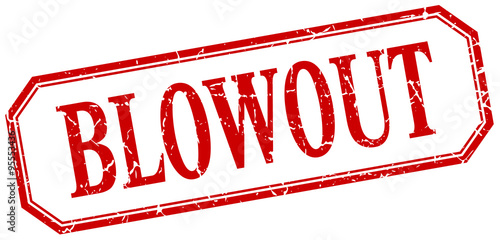 blowout square red grunge vintage isolated label