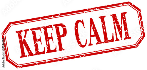 keep calm square red grunge vintage isolated label