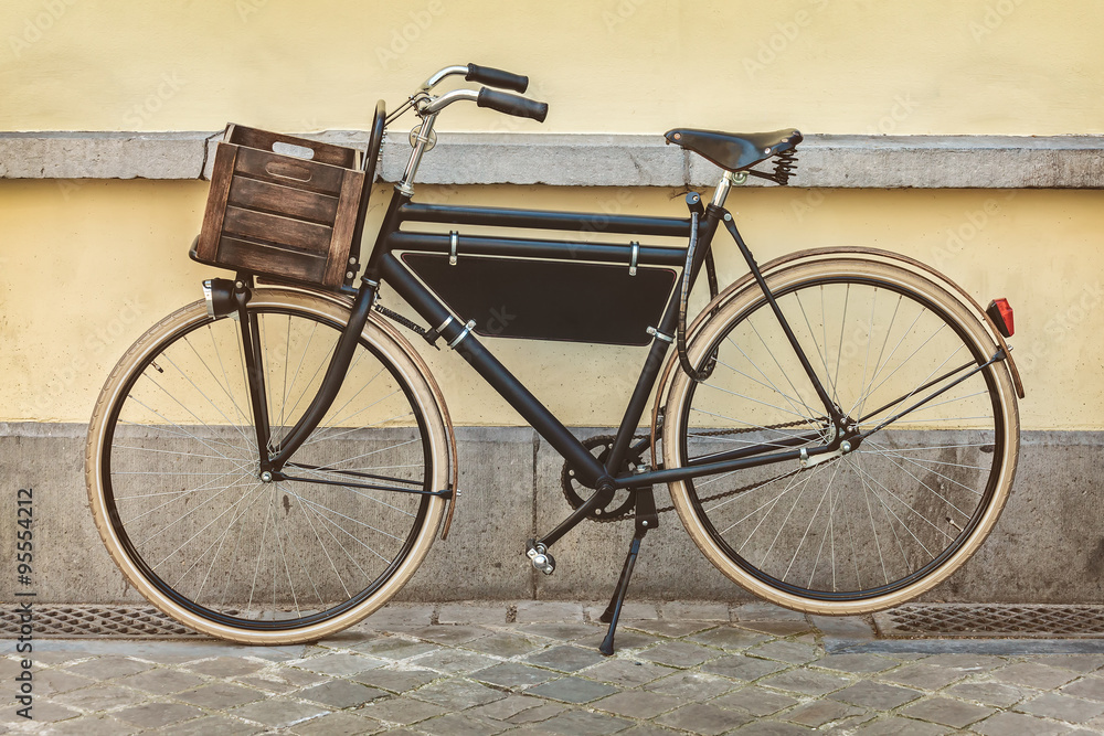 Poster Vintage fiets met houten krat - Nikkel-Art.be