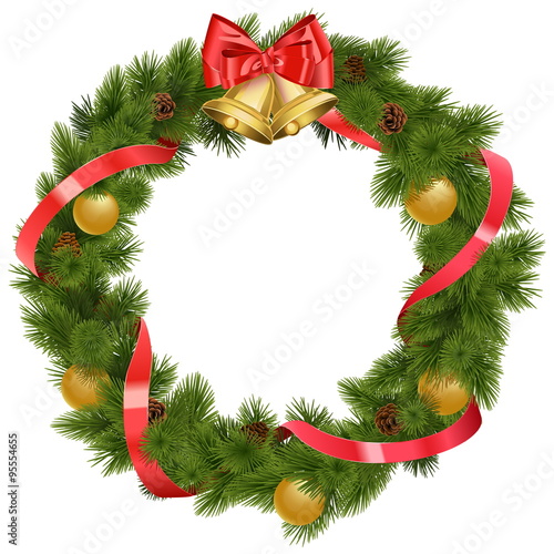Vector Christmas Wreath with Bells