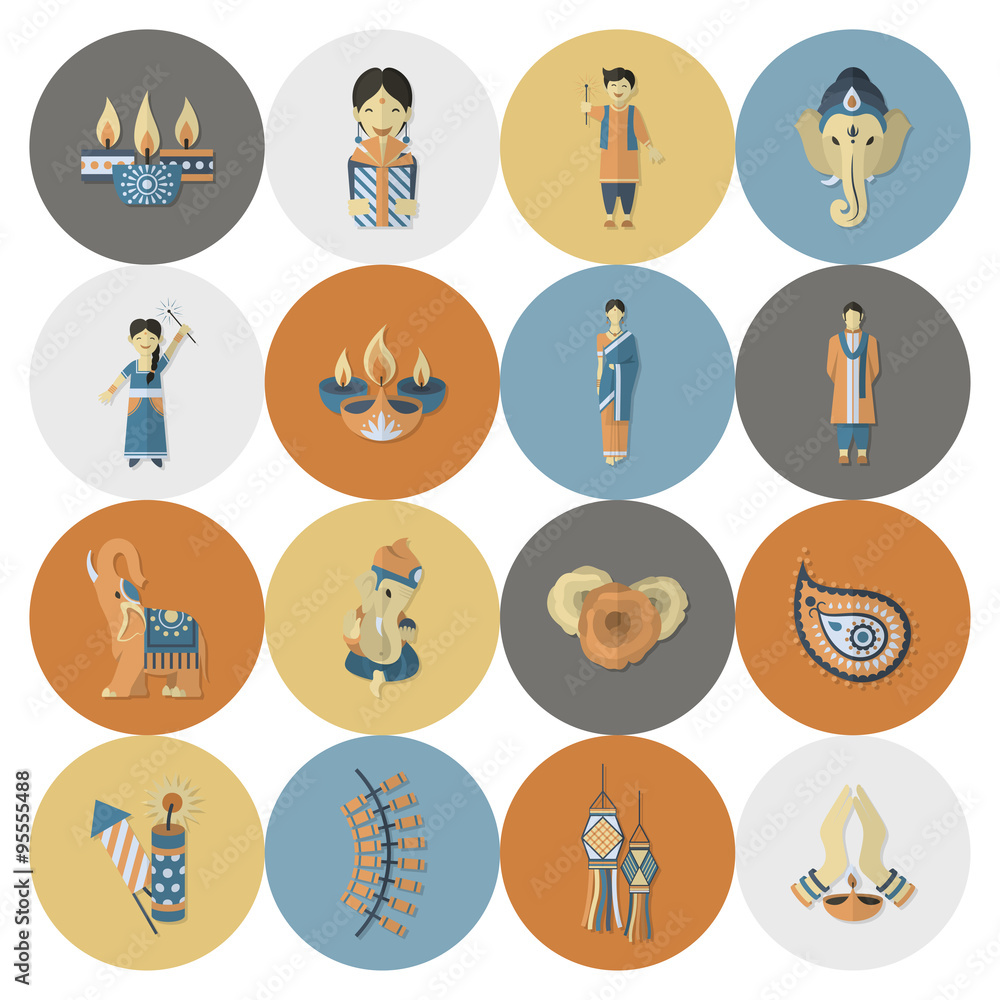 Diwali. Indian Festival Icons Diwali. Indian Festival Icons