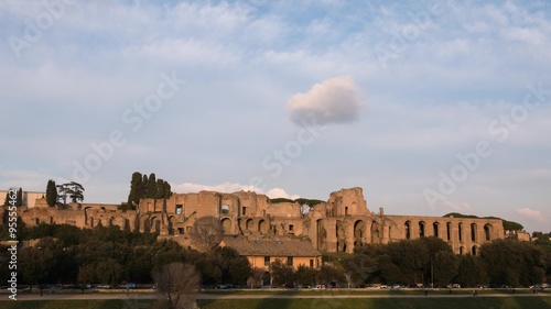 Ruins of the Palatine Hill is the centermost of the Seven Hills. TimeLapse, Rome, Italy. 4K
 photo