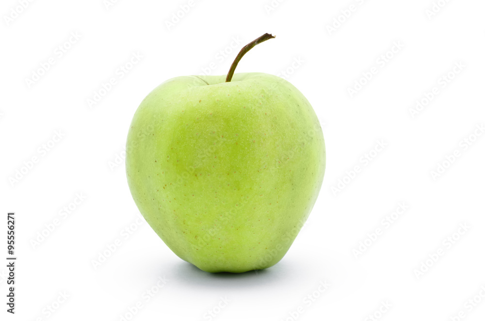 Golden Delicious variety apples, isolated on a white background.
