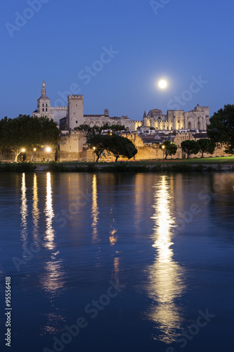 Full moon over Avignon in France
