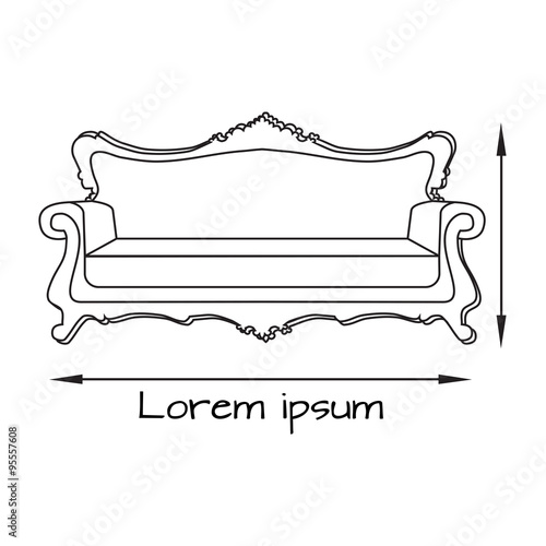 drawing illustration of sofa. sofa icon