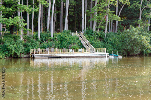 Color DSLR image of a dock on the Erie Canal, Pittsford, New York
 photo