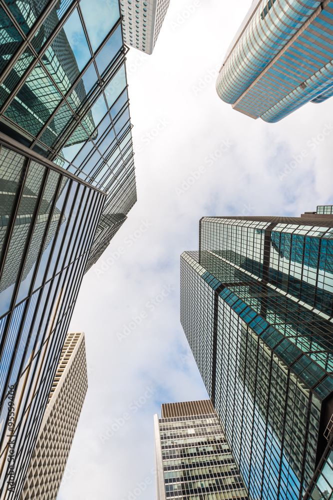 Fototapeta premium Blue glass modern building skyscrapers