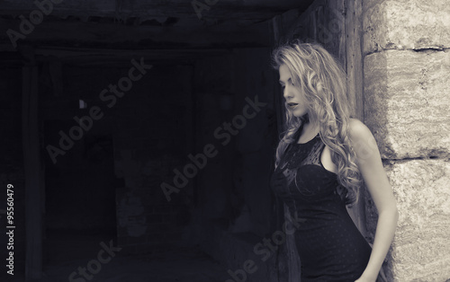 girl in the ruined town