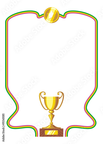 Background with golden cup and golden medal