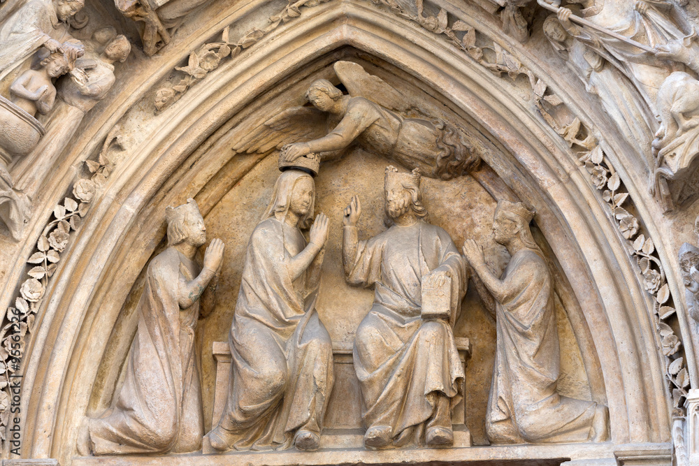 Paris, Notre Dame Cathedral. The north transept portal and Paris, Notre Dame Cathedral. The north transept portal and