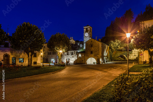 night view of mountain village in Tuscany photo