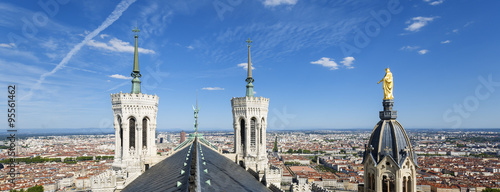 Panoramic view of Lyon from the top of Notre Dame de Fourviere