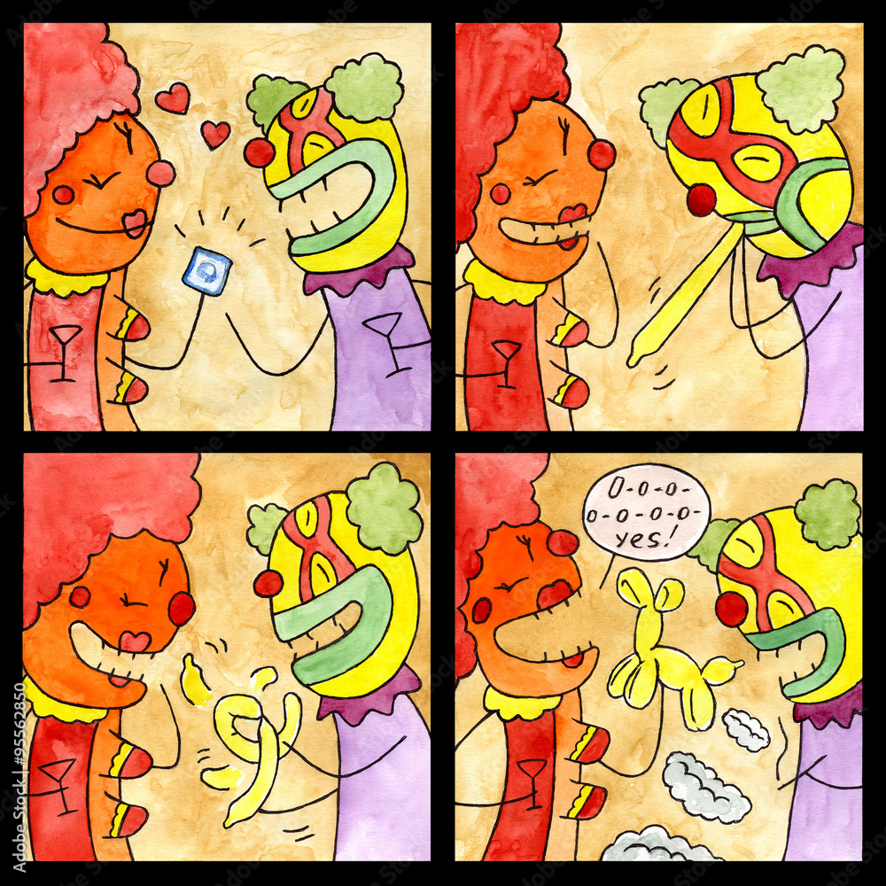 Comic strip Clown Sex Stock Illustration | Adobe Stock