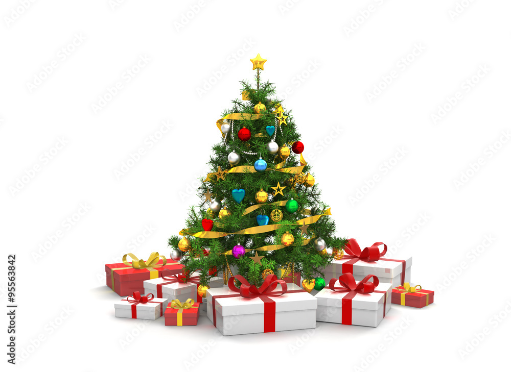 Naklejka premium Weihnachtsbaum mit Geschenken