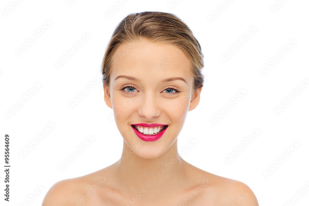 smiling young woman face and shoulders smiling young woman face and shoulders
