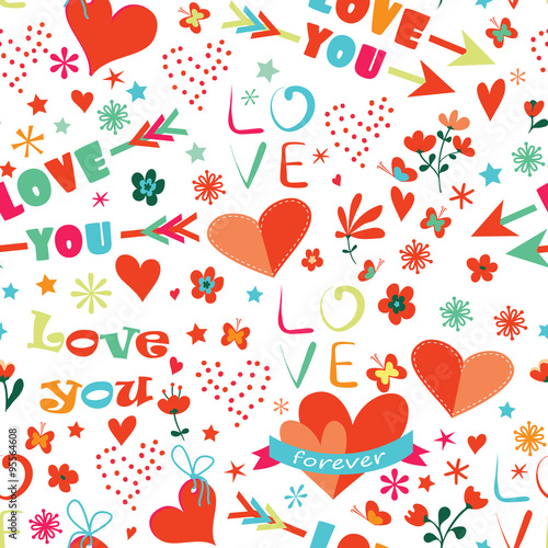 Happy Valentines Day floral seamless pattern