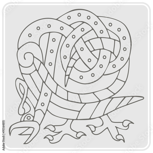 monochrome icon with Celtic art and ethnic ornaments for your design