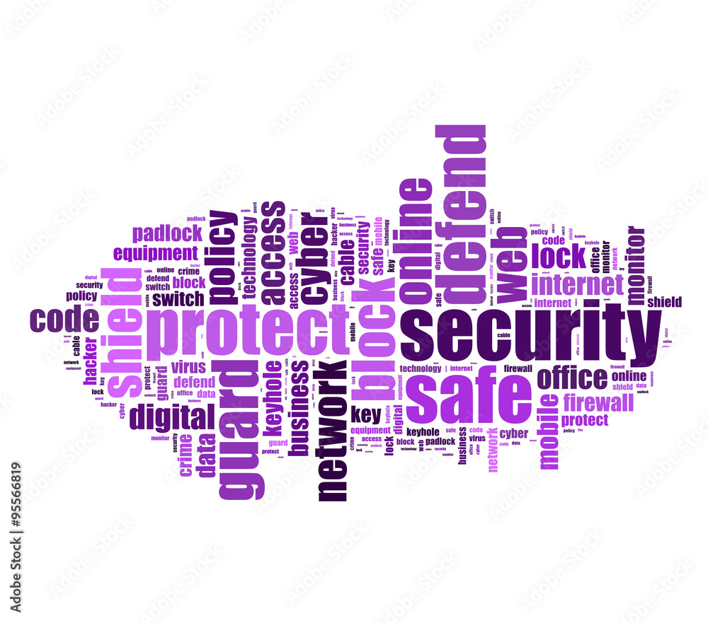 Obraz premium Security word cloud illustration concept