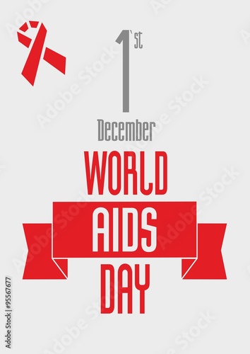 red ribbon - World AIDS Day. Vector design concept.