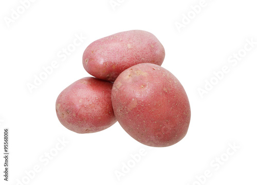 Raw Potatoes On White
