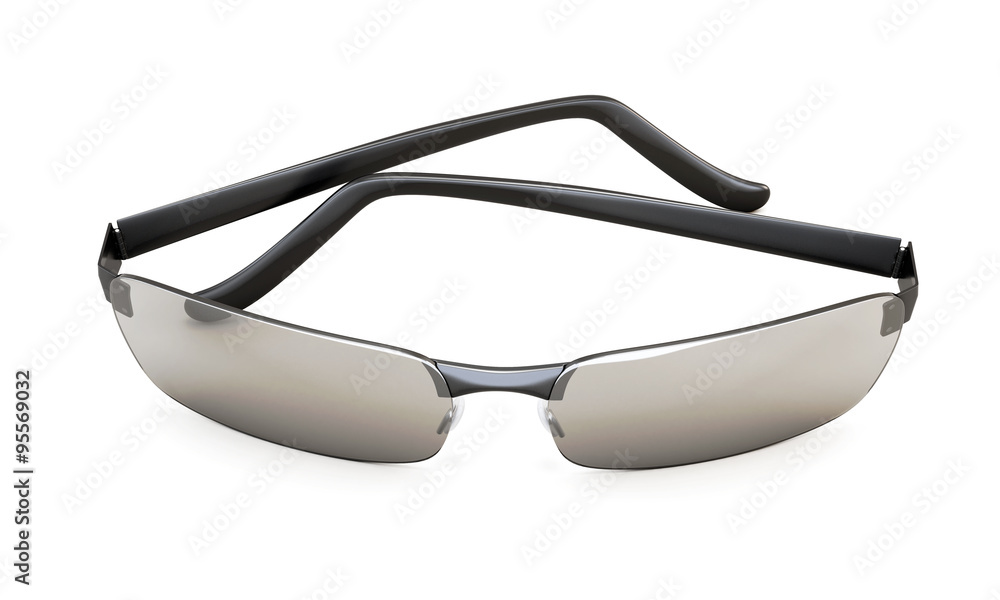 Beach sunglasses with tinted glasses isolated on white. 3d. Beach sunglasses with tinted glasses isolated on white. 3d.