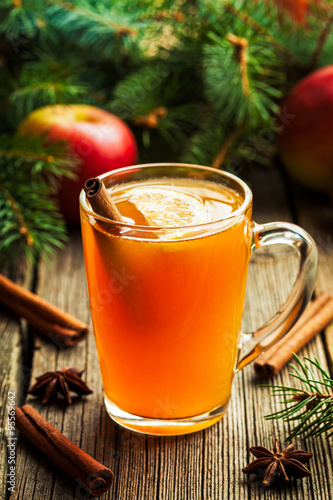 Hot toddy traditional winter alcohol warming drink recipe. Homemade christmas holiday aromatic beverage with spices