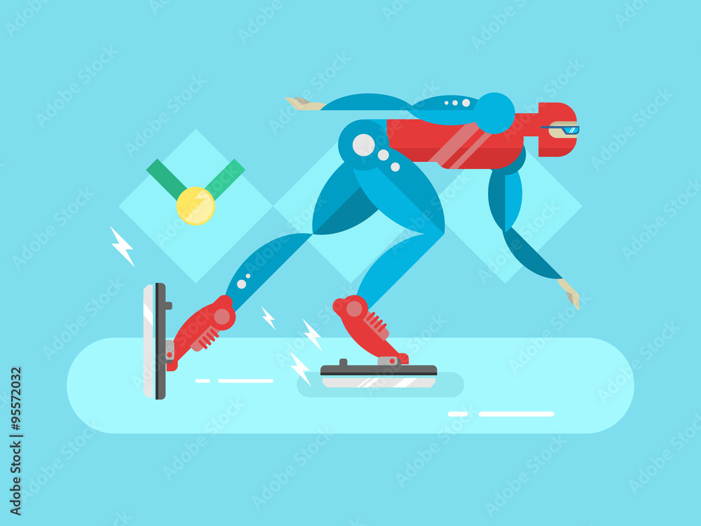 Ice speed skater cartoon character Ice speed skater cartoon character