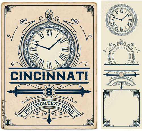 Old card design with elements by layers