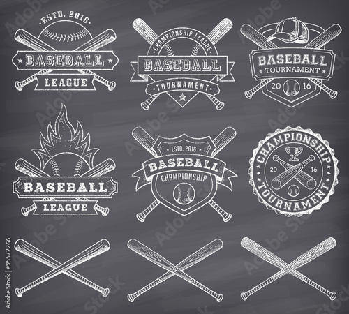 Vector Chalkboard Baseball Logos
