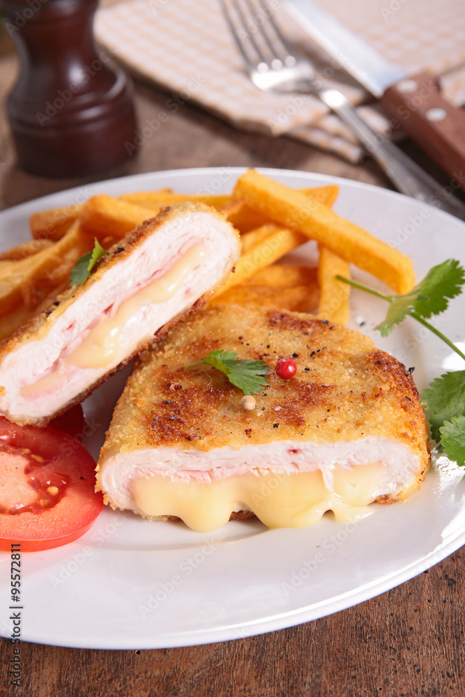 chicken breast with cheese and ham