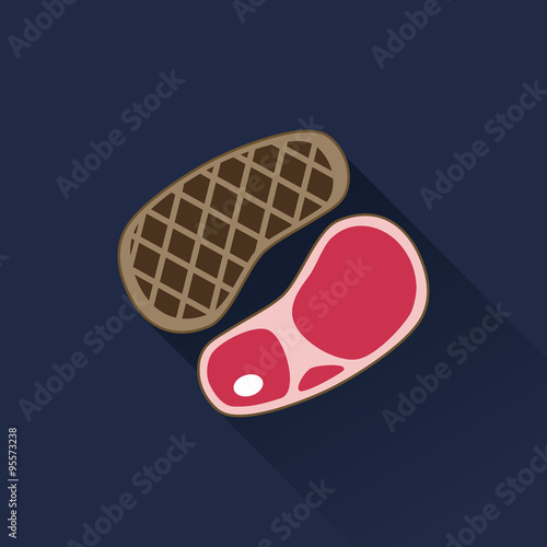 Flat color design vector bbq steak icon