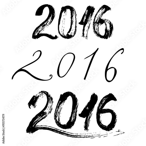 2016 - a set of inscriptions a brush a vector