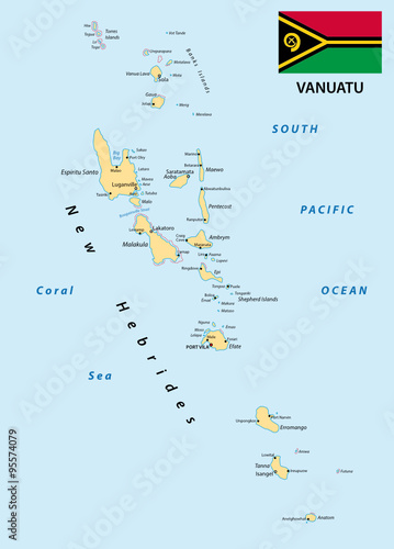 vanuatu map with flag