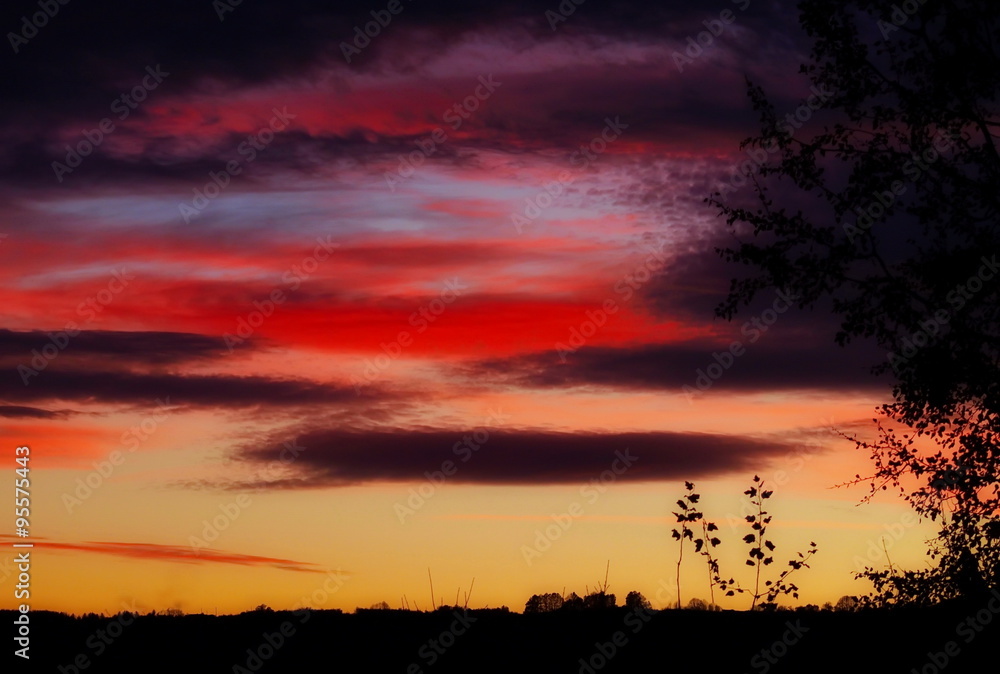 Fototapeta premium autumn sunset landscape