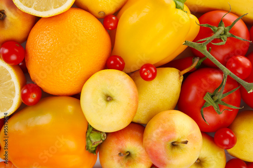 Colourful, juicy, tasty, healthy fruit and vegetables background