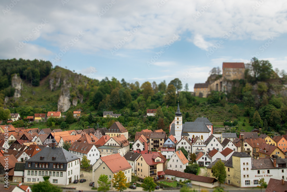 Stadtansicht von Pottenstein, Oberfranken, Deutschland
