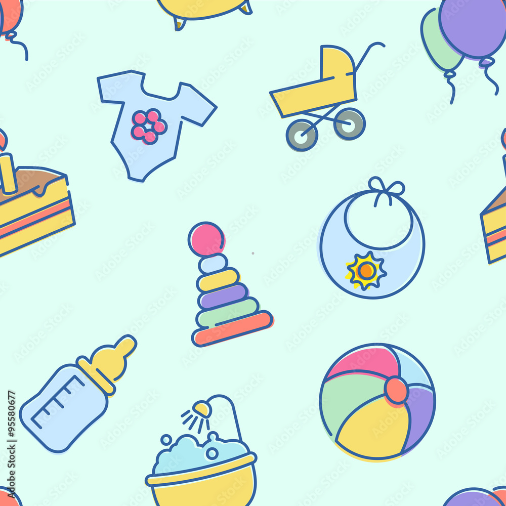 Vector baby seamless pattern for web design or print Vector baby seamless pattern for web design or print