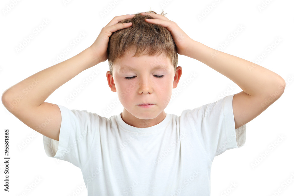 Portrait of happy little boy on white background Portrait of happy little boy on white background