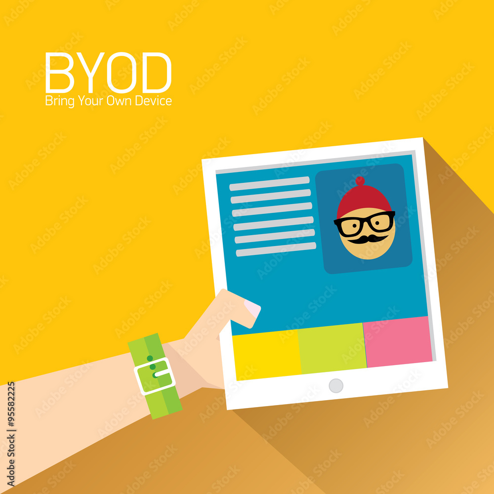 vector flat design concept of BYOD vector flat design concept of BYOD