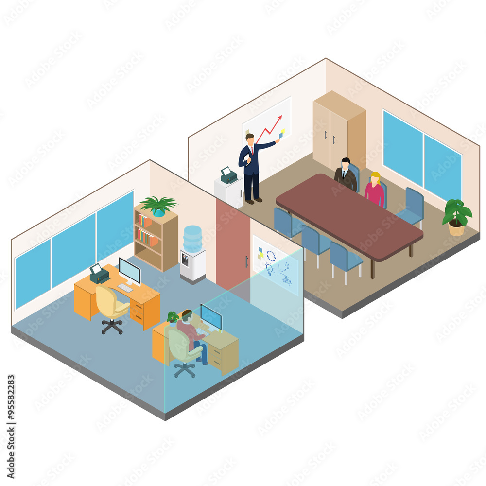 Isometric office interior Isometric office interior
